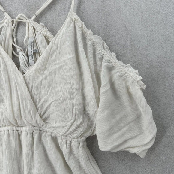 Lovers +‎ Friends Womens SMALL Romper Ruffle Open Back Slouchy Gauze Ruffle Boho - Picture 6 of 15